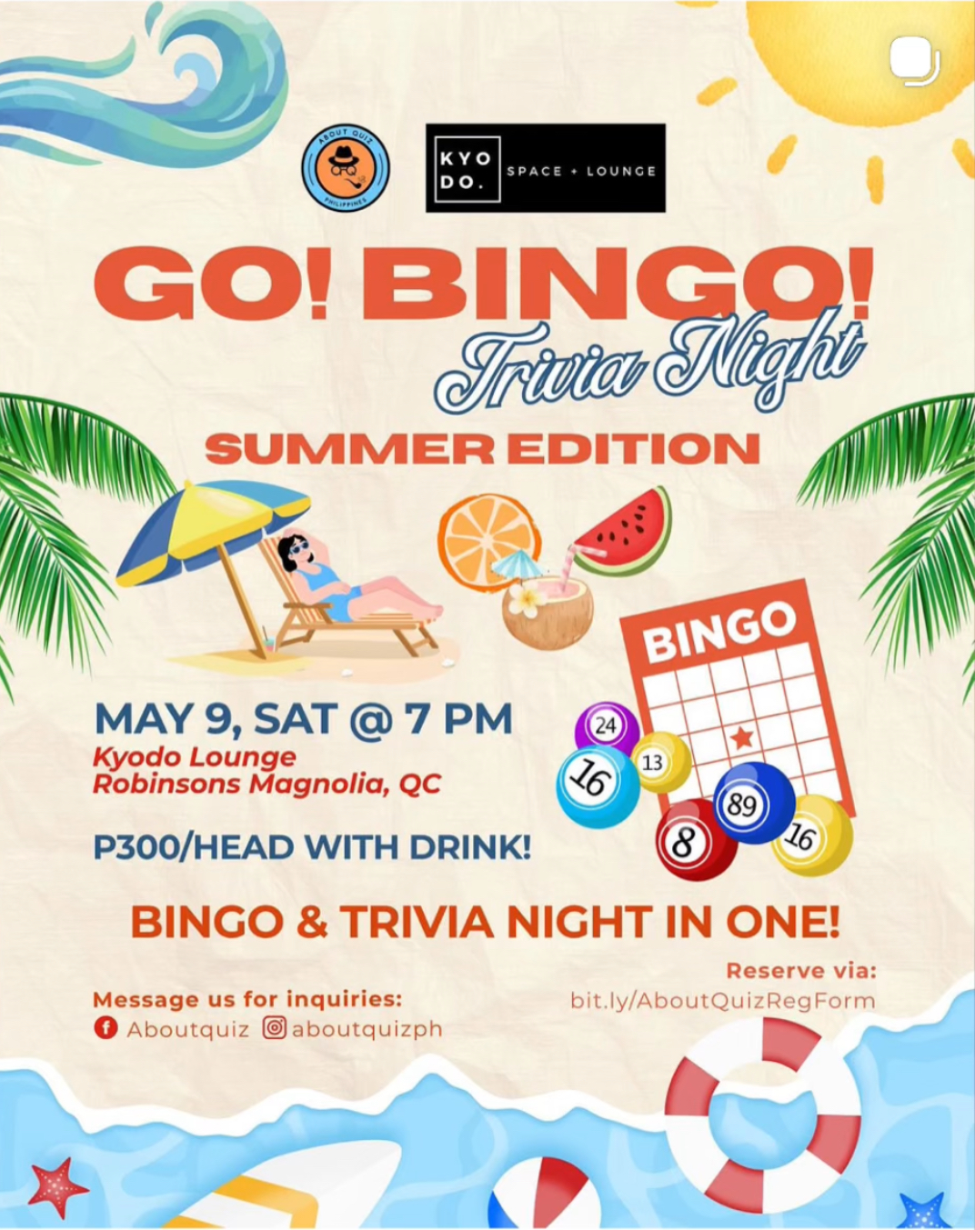 MAY 09: AboutQuiz x Kyodo | Go Bingo Trivia Night: Summer Edition MAY 09: AboutQuiz x Kyodo | Go Bingo Trivia Night: Summer Edition